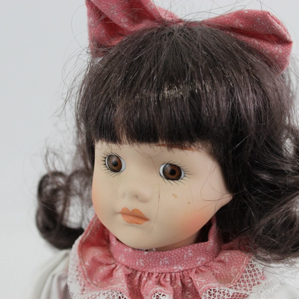 14" Victorian Girl Porcelain Doll with Stand