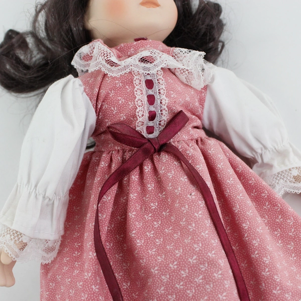 14" Victorian Girl Porcelain Doll with Stand
