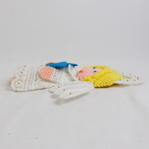 Vintage Christmas Tree Top Angel Canvas Needlework Plastic 10" Tall