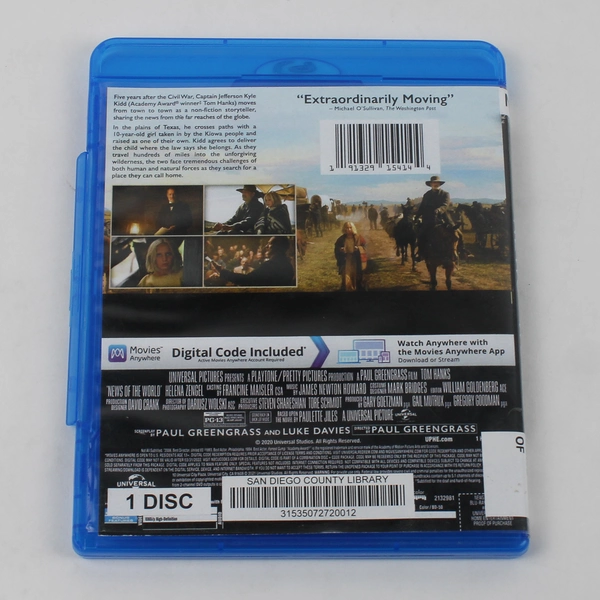 News of the World Blu-Ray 2020 Tom Hanks