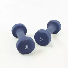 Pair 5 lb Blue Hand Weights Vinyl Dumbbells