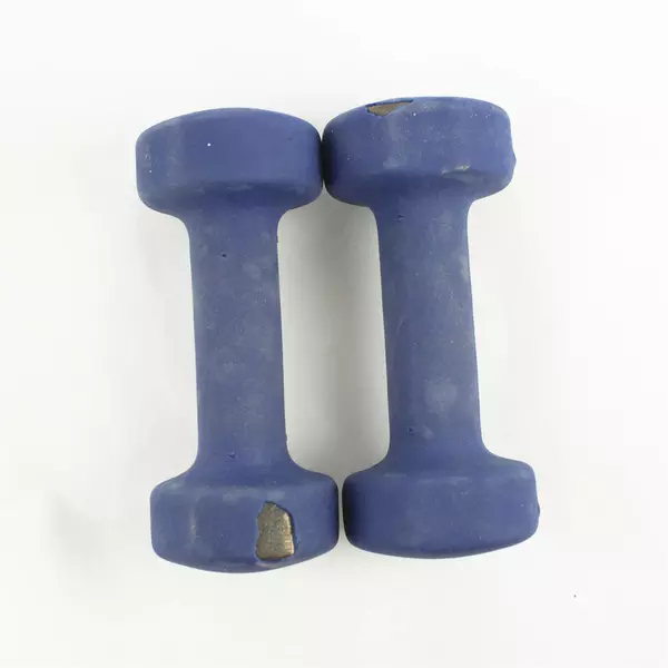 Pair 5 lb Blue Hand Weights Vinyl Dumbbells