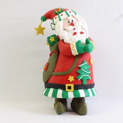 Handmade Polymer Clay Santa Figurine Seasonal Holiday Home Decor 9" Tall