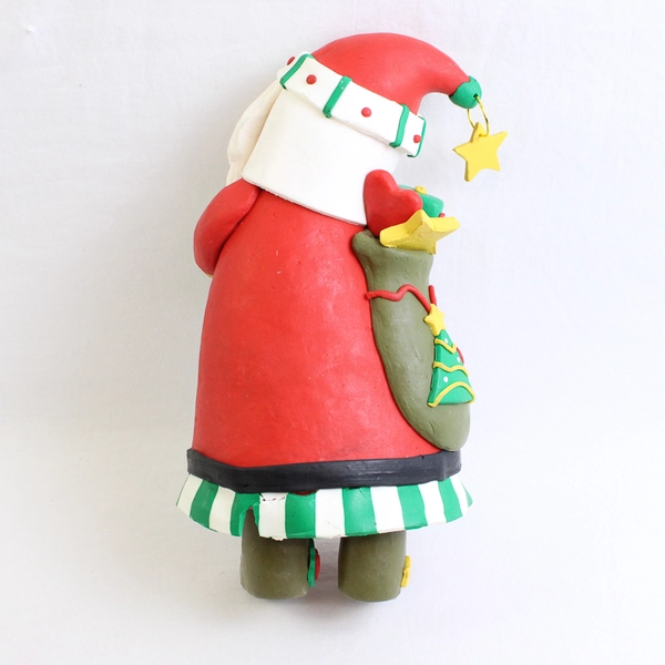Handmade Polymer Clay Santa Figurine Seasonal Holiday Home Decor 9" Tall