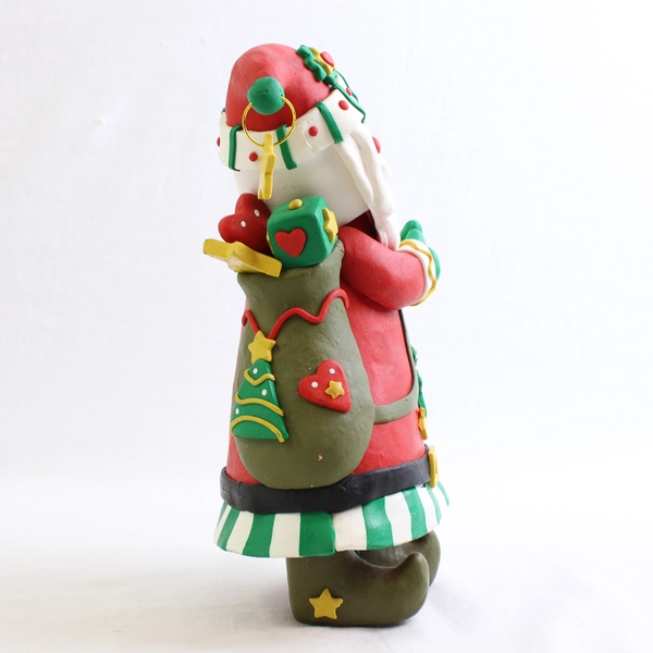 Handmade Polymer Clay Santa Figurine Seasonal Holiday Home Decor 9" Tall