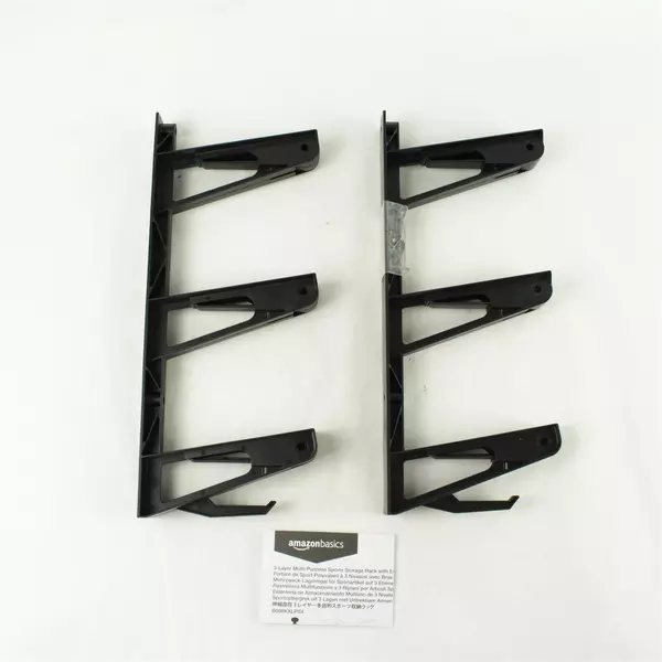 AmazonBasics 3-Tier Multipurpose Sports Storage Rack Black Open Box