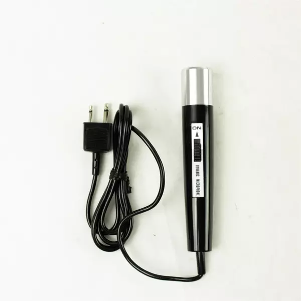 Handheld Dynamic Microphone Black Silver w/ Stand 7.9in Cord Untested