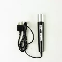 Handheld Dynamic Microphone Black Silver w/ Stand 7.9in Cord Untested