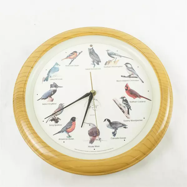 National Audubon Society Bird Sounds Wall Clock 11" Round Great Horned Owl