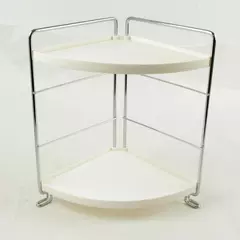 2-Shelf Corner Shelf White & Chrome Bathroom Kitchen Countertop