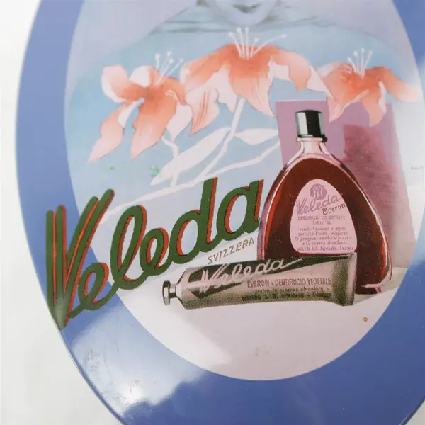 Vintage Veleda Oval Tin Can 1990s Collectible Cosmetic Tin