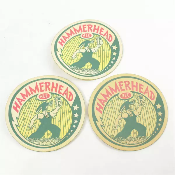 Lot of 3 Vintage Hammerhead Ale Coasters 4in Barware Breweriana
