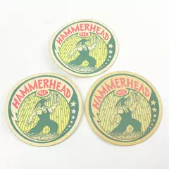 Lot of 3 Vintage Hammerhead Ale Coasters 4in Barware Breweriana