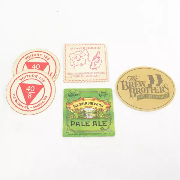 Lot of 5 Paper Coasters Brewery Designs Sierra Nevada Pale Ale Booze Hound