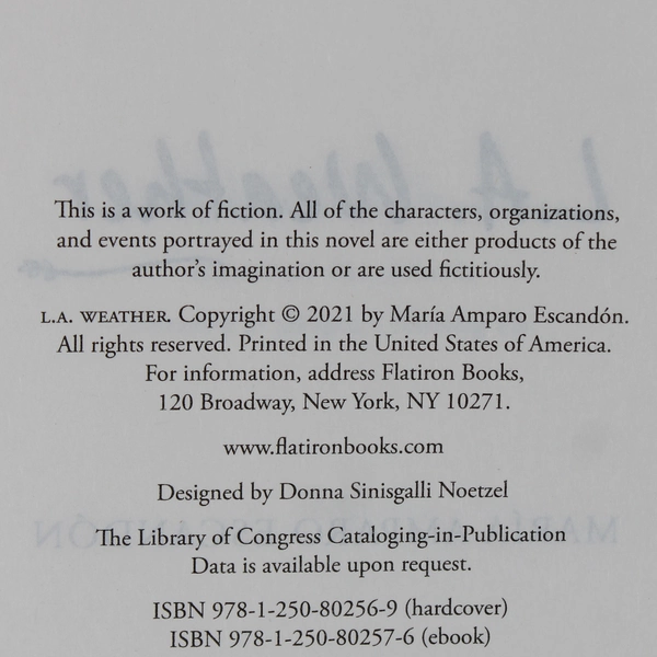 L.A. Weather by Maria Amparo Escandon 2021 1st Edition Hardcover DJ