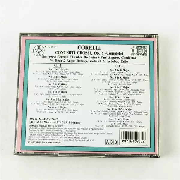 Corelli Concerti Grossi Op. 6 Complete 2-CD Set Baroque Classical