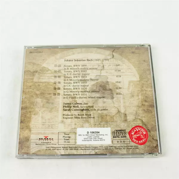 Bach Sonatas James Galway Moll Cunningham CD RCA 1995 Used