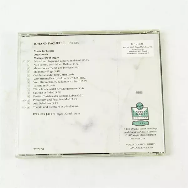 Johann Pachelbel: Music for Organ - Werner Jacob CD Classical Organ