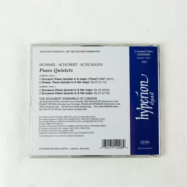 Schubert Ensemble of London CDD22008 - Schubert Trout Quintet & Schumann CD
