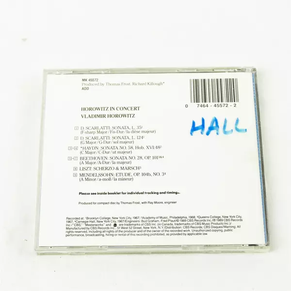 Horowitz In Concert 1967-1968 CD Classical Piano Collectible