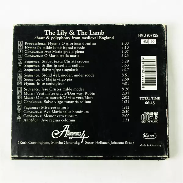 Anonymous 4 Lily & the Lamb Chant & Polyphony from Medieval England CD 1995