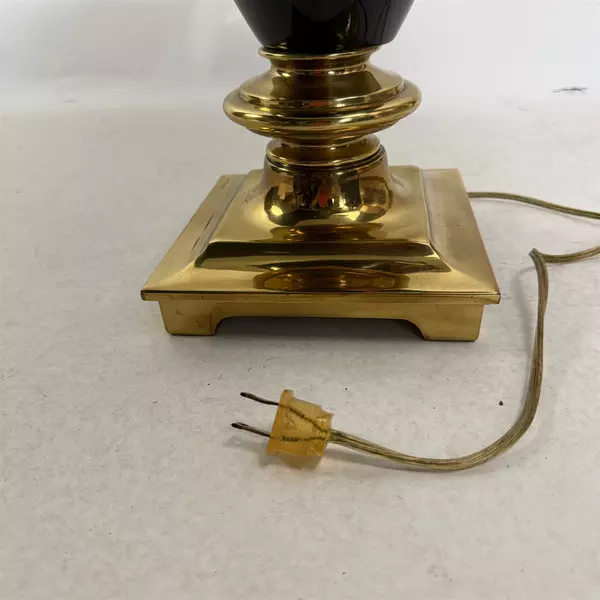 Vintage French Empire Style Black Resin Brass Swan Handle Accent Lamp