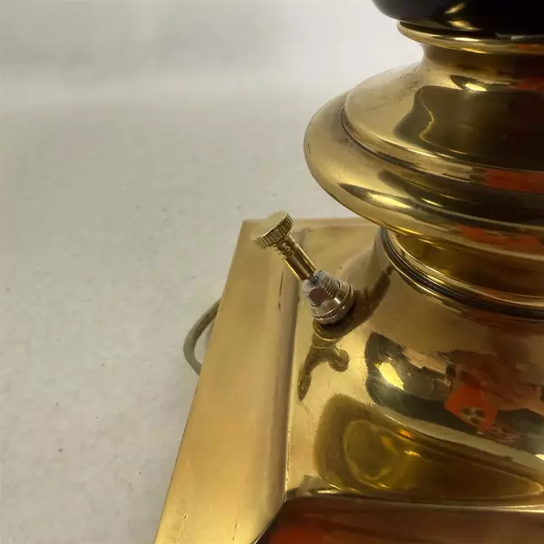 Vintage French Empire Style Black Resin Brass Swan Handle Accent Lamp