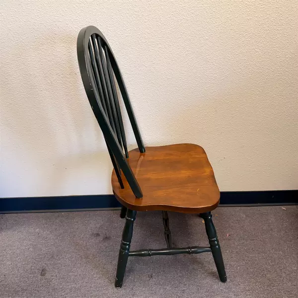 Set of 2 Dark Green Ash Wood Windsor Dining Chairs 