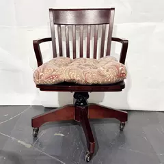 Levenger Co 1930s-Style Vintage Oak Swivel Banker's Chair