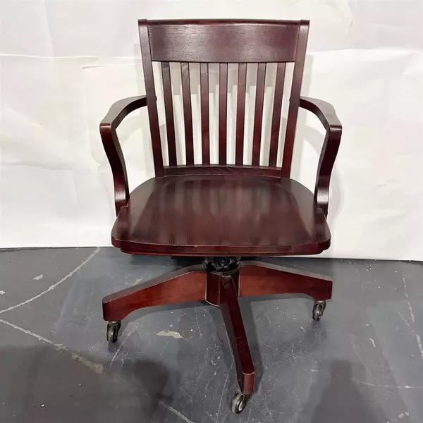 Levenger Co 1930s-Style Vintage Oak Swivel Banker's Chair