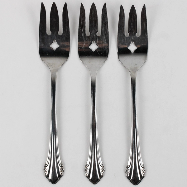 Lot of 3 Oneida 1881 Rogers Repose Stainless Meat Forks Flatware