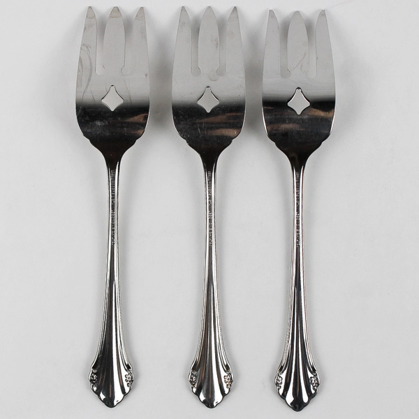 Lot of 3 Oneida 1881 Rogers Repose Stainless Meat Forks Flatware