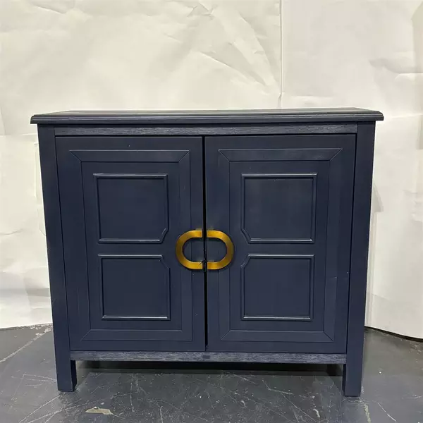 Navy Blue Entry Cabinet With Gold Brass Handles