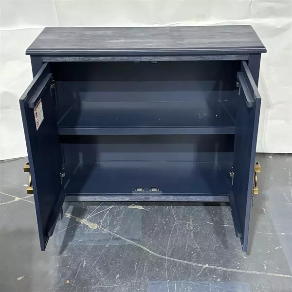 Navy Blue Entry Cabinet With Gold Brass Handles