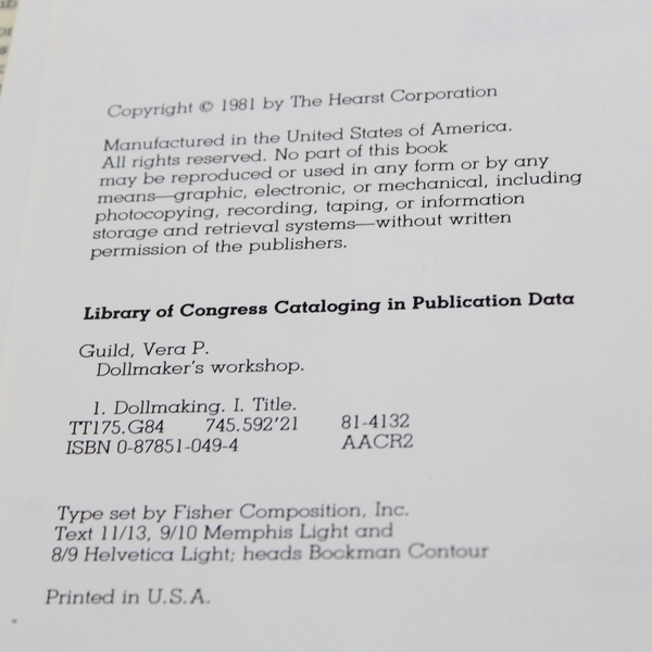 Dollmaker's Workshop by Vera P. Guild 1981 Hearst Books Hardcover