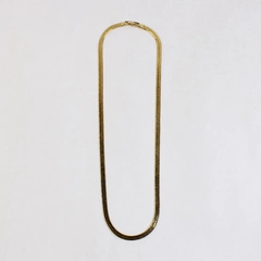Metal Choker Necklace Gold Colored Herringbone Chain 20.5"