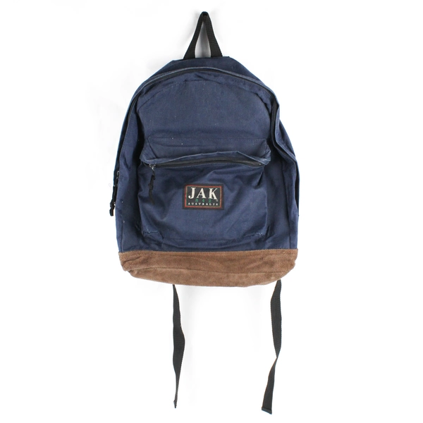 Vintage JAK 842 Australia Navy Blue with Brown Suede Bottom Backpack
