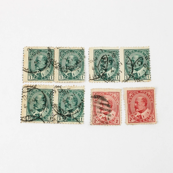 Lot Of 8 Canada King Edward VII 1 Cent Pairs 2 Cents Single Stamps Used