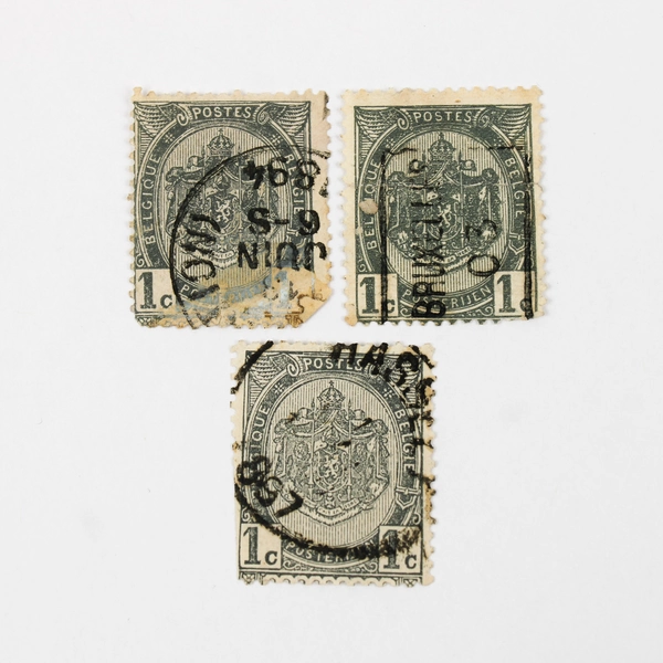 Lot Of 10 Belgium Coat Of Arms 1/5c Stamps Used 1890s 1900s