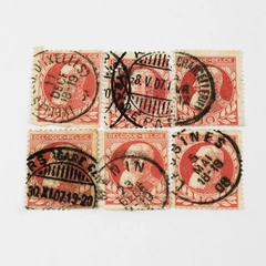 Lot Of 6 Belgium King Leopold II 10c Stamps Used