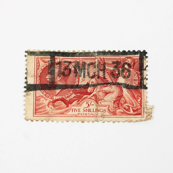 Lot Of 4 Great Britain King George V 5 Shilling Half Crown Seahorse Stamps Used