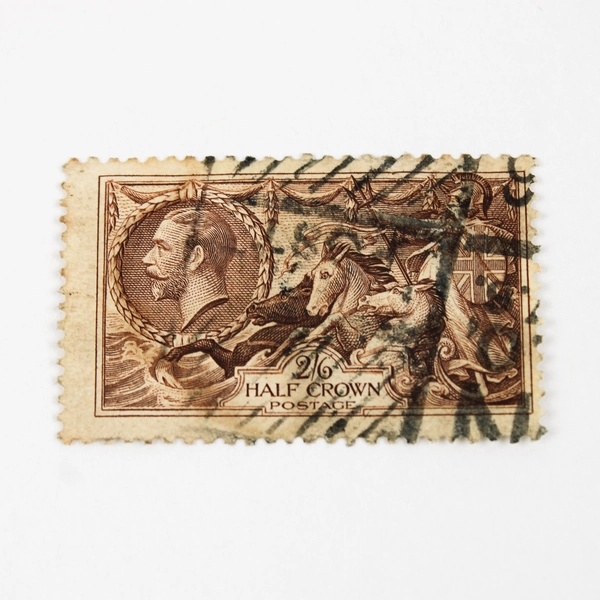 Lot Of 4 Great Britain King George V 5 Shilling Half Crown Seahorse Stamps Used