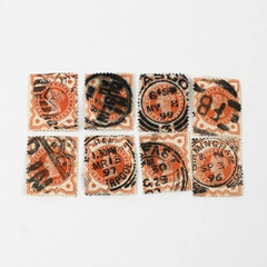 Lot Of 8 Great Britain Queen Victoria One Half Penny Stamps Used 1890s