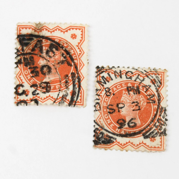 Lot Of 8 Great Britain Queen Victoria One Half Penny Stamps Used 1890s