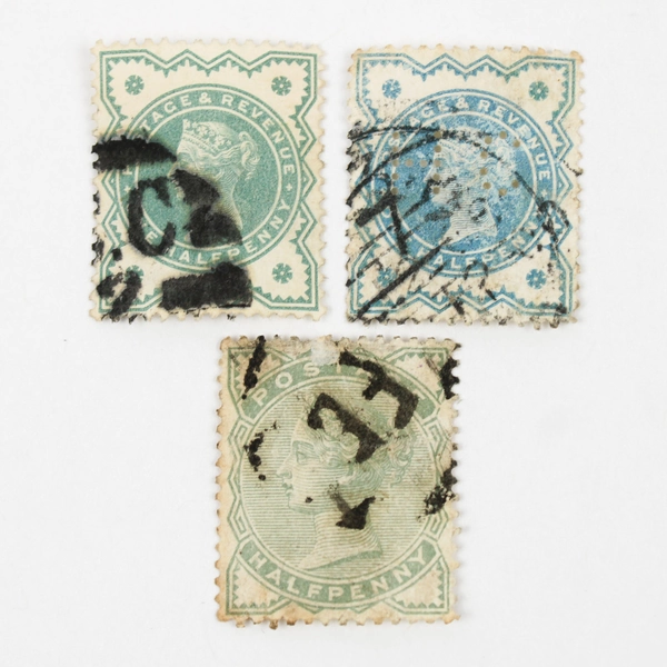 Lot Of 8 Great Britain Queen Victoria 1/2d 1d 1s Stamps Used Canceled 