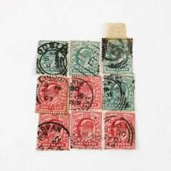 Lot Of 9 Great Britain King Edward VII Half Penny 1 Penny Stamps Used 