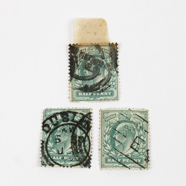 Lot Of 9 Great Britain King Edward VII Half Penny 1 Penny Stamps Used 