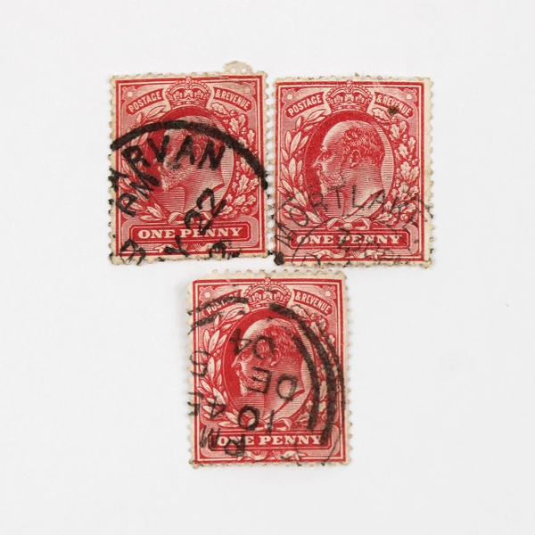 Lot Of 9 Great Britain King Edward VII Half Penny 1 Penny Stamps Used 