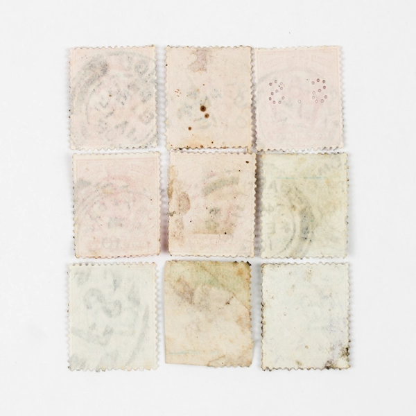 Lot Of 9 Early 1900s Great Britain King Edward VII 1/2d 1d Stamps Used Canceled