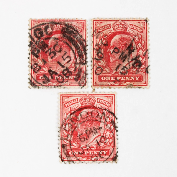 Lot Of 9 Early 1900s Great Britain King Edward VII 1/2d 1d Stamps Used Canceled